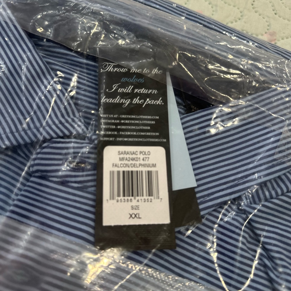 NWT Greyson Striped Blue Polo Shirt - Picture 7 of 15